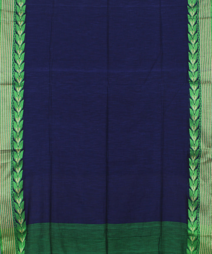 Navyblue Green bengal handloom Cotton Saree