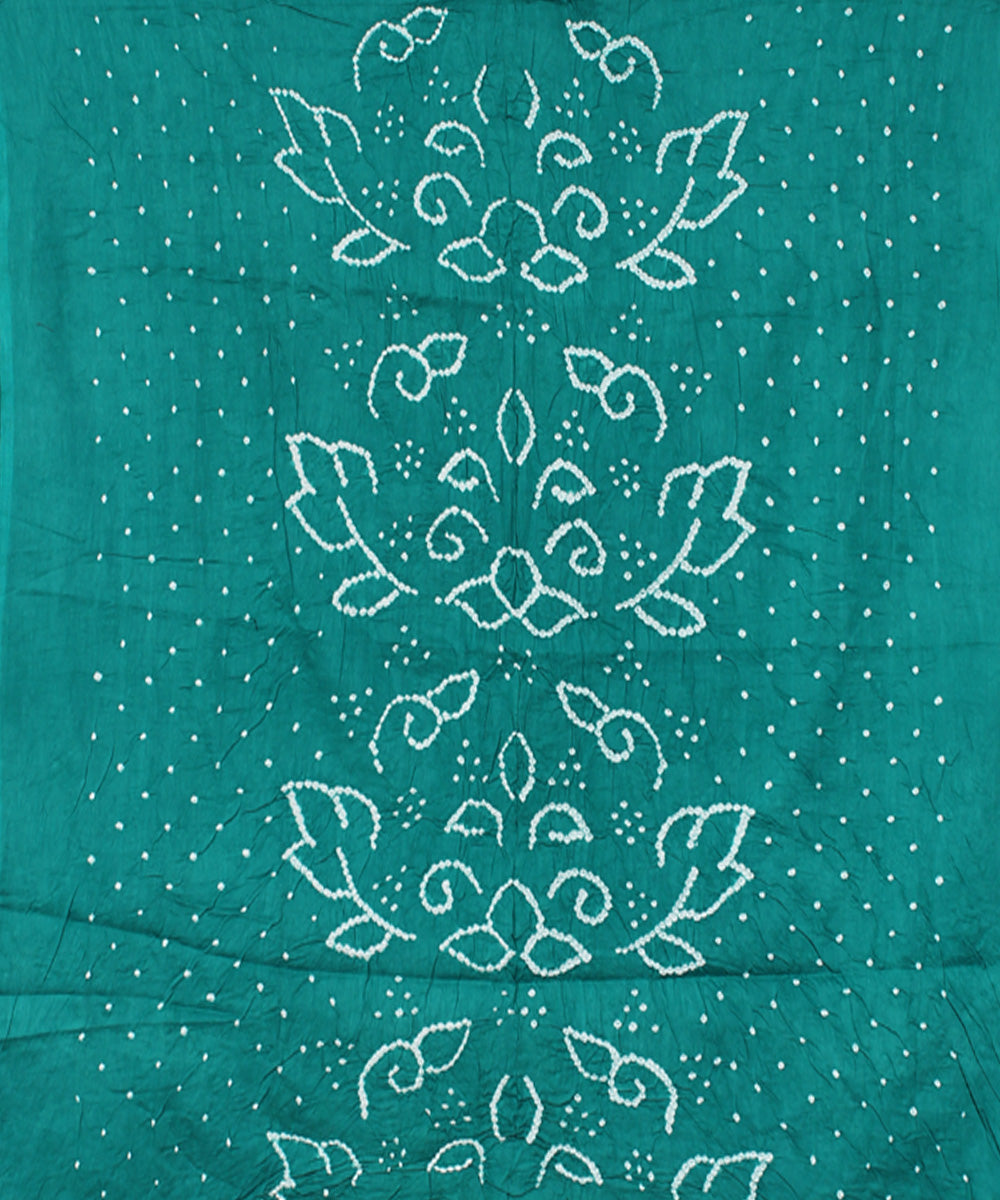 3pc Turquoise blue brown cotton hand printed bandhani suit set