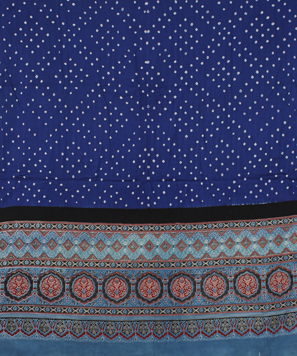 3pc Blue violet cotton hand printed bandhani suit set