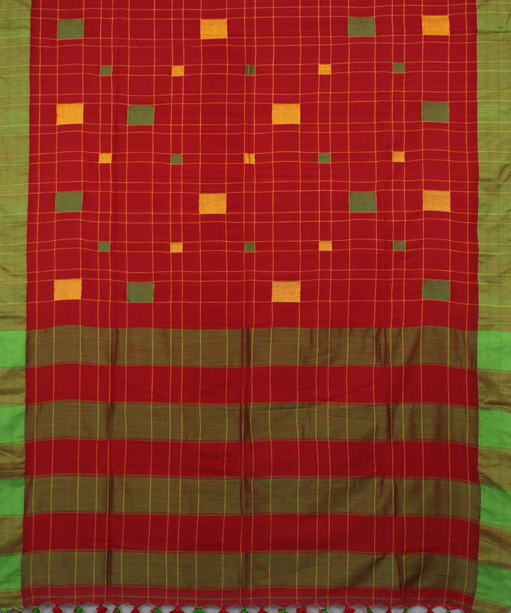 Pink Green bengal handloom Cotton Saree