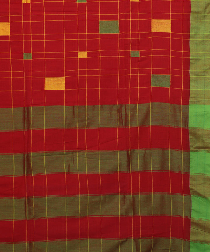 Pink Green bengal handloom Cotton Saree