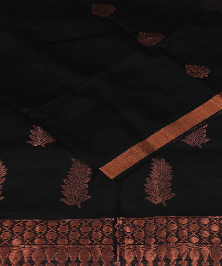 Black Copper bengal handloom Silk Saree