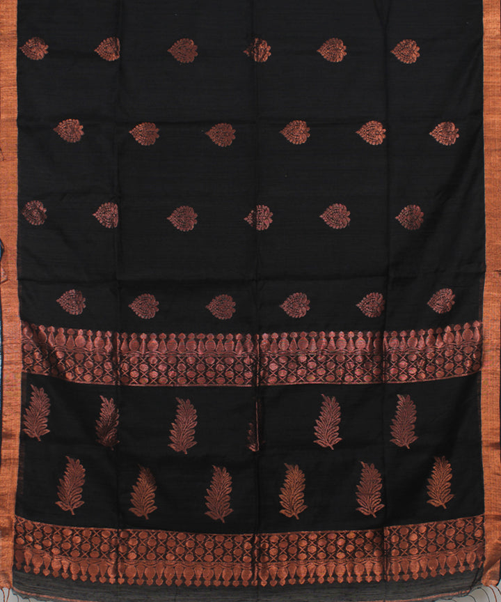 Black Copper bengal handloom Silk Saree