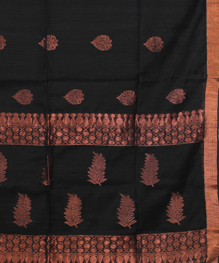 Black Copper bengal handloom Silk Saree