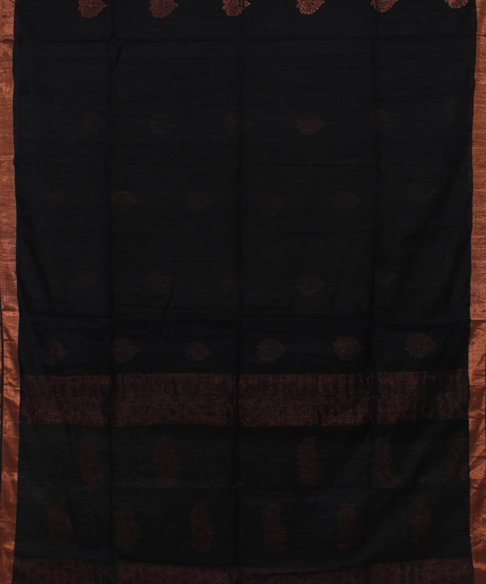 Black Copper bengal handloom Silk Saree