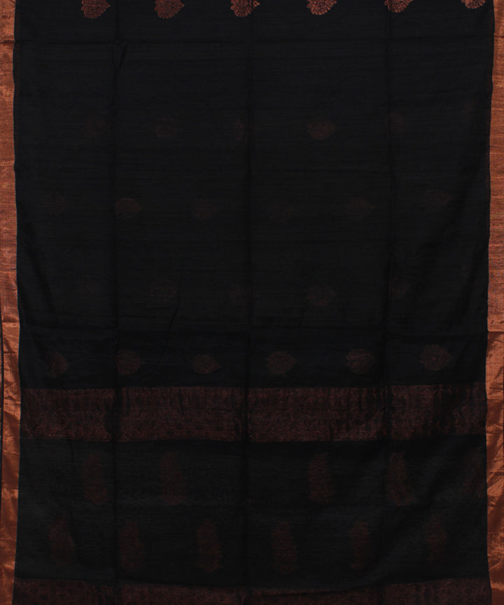 Black Copper bengal handloom Silk Saree