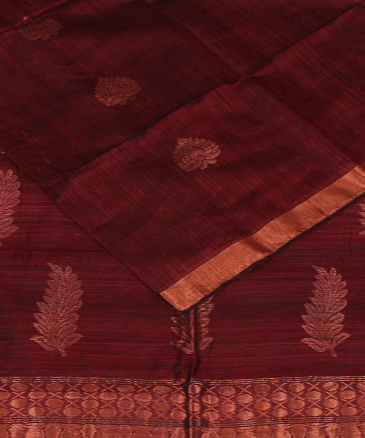 Maroon Burgundy Copper bengal handloom Silk Saree