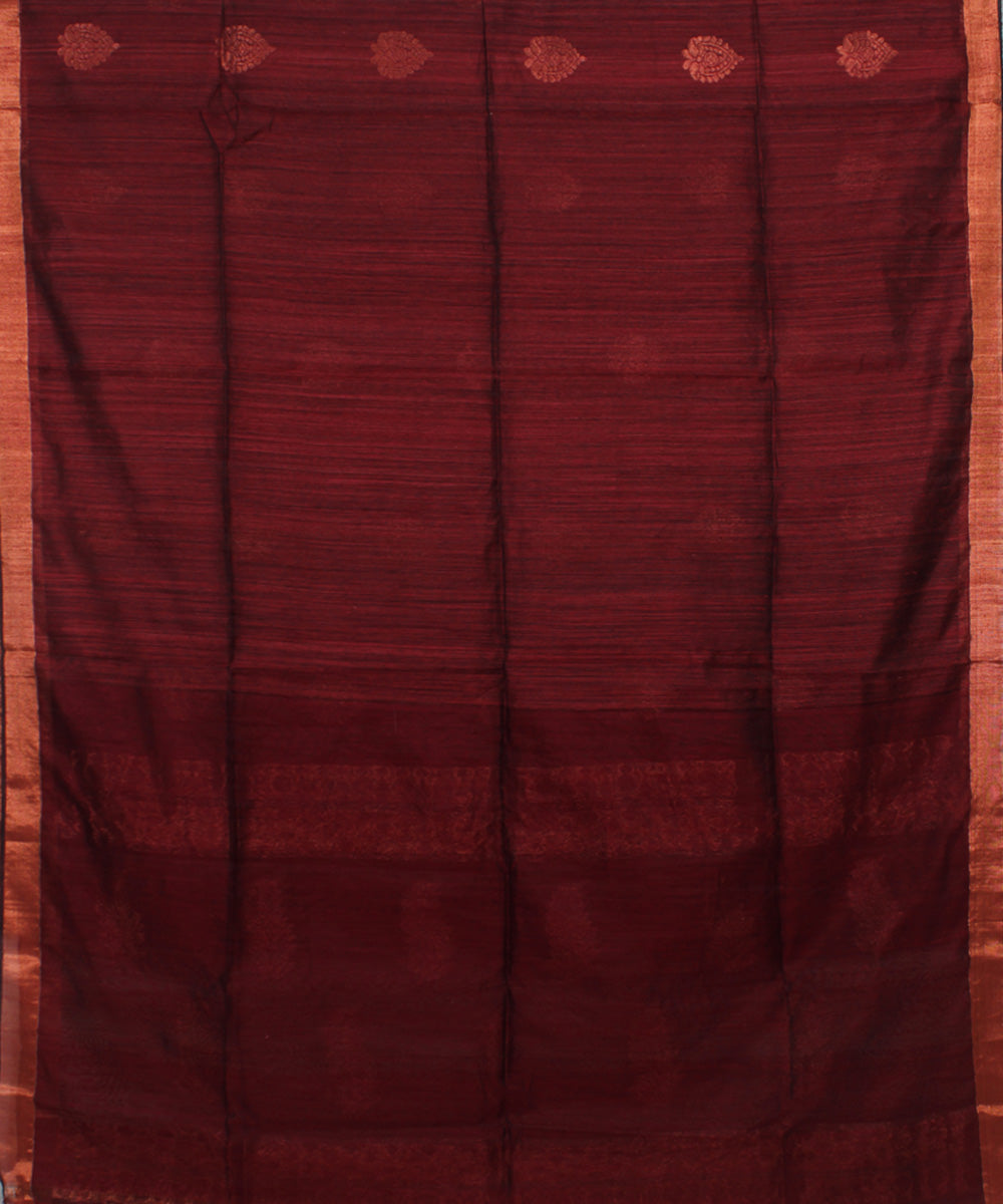 Maroon Burgundy Copper bengal handloom Silk Saree