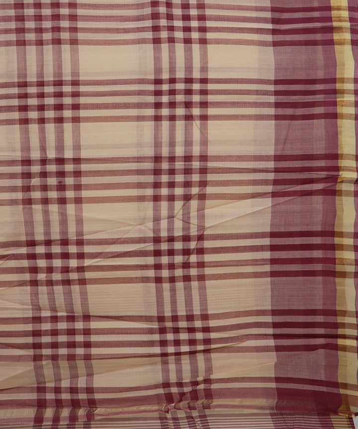 Camel brown checks handloom cotton rajahmundry saree