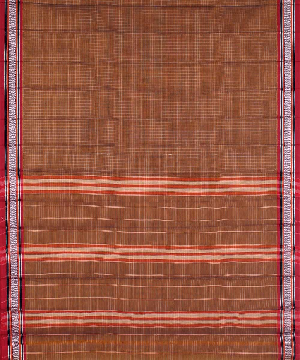 Brown hand loom cotton narayanpet saree