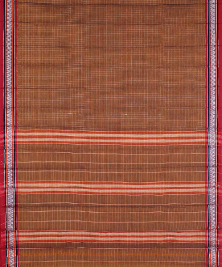 Brown hand loom cotton narayanpet saree