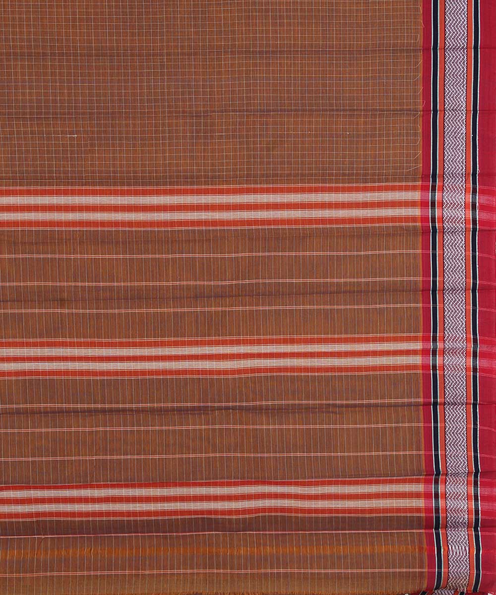 Brown hand loom cotton narayanpet saree