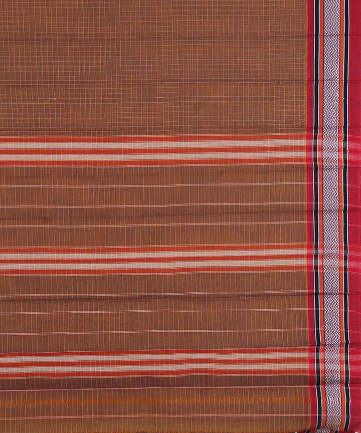 Brown hand loom cotton narayanpet saree