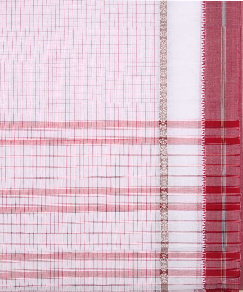 White hand woven cotton narayanpet saree