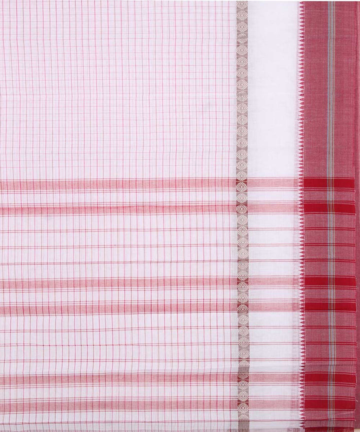 White hand woven cotton narayanpet saree