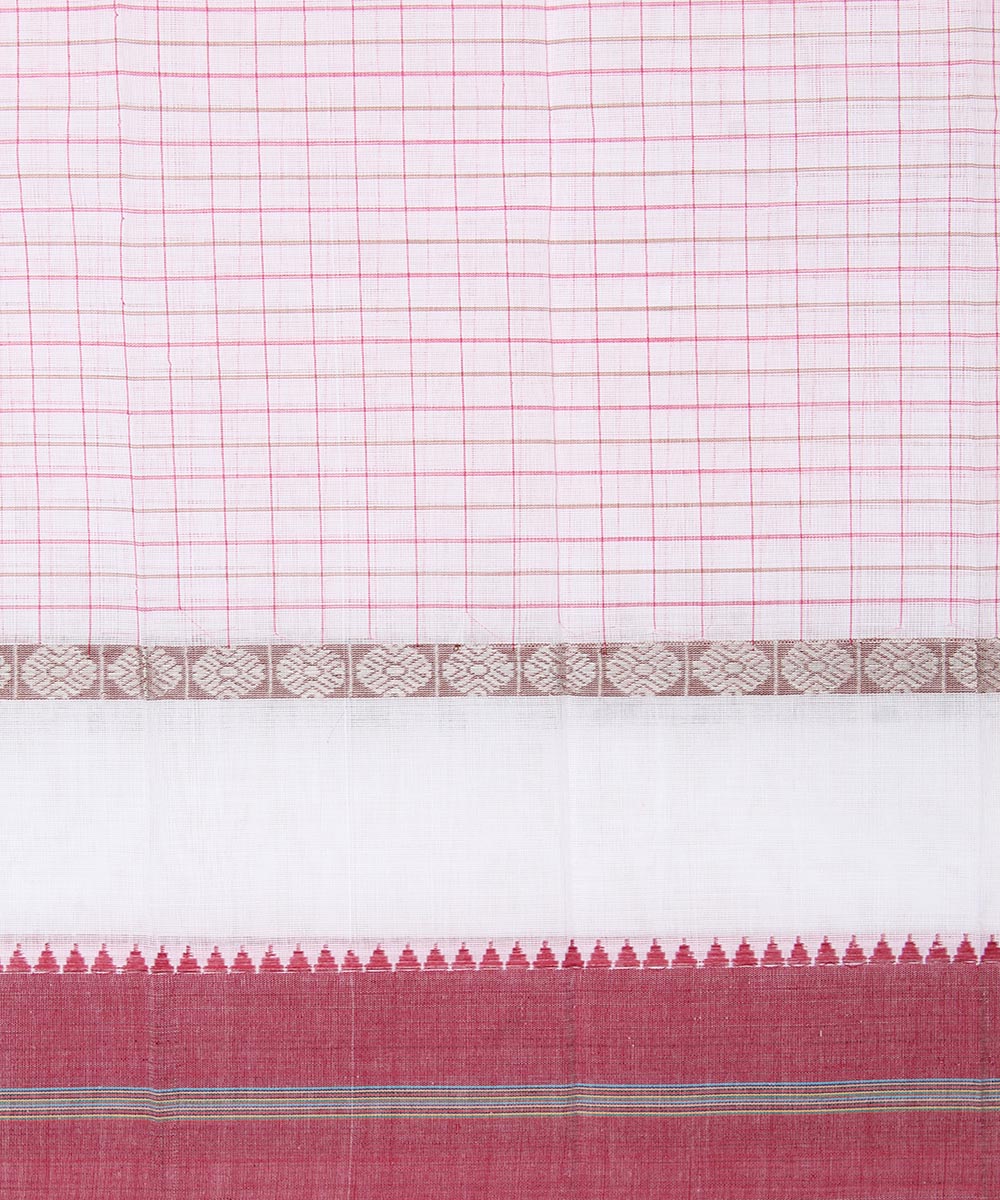 White hand woven cotton narayanpet saree