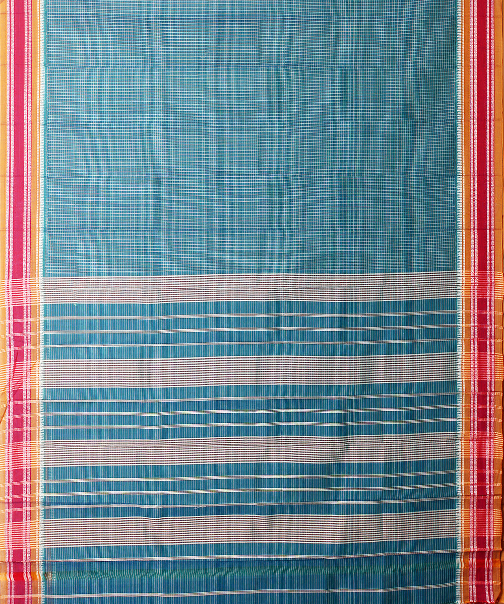 Cyan green handloom narayanpet cotton sari