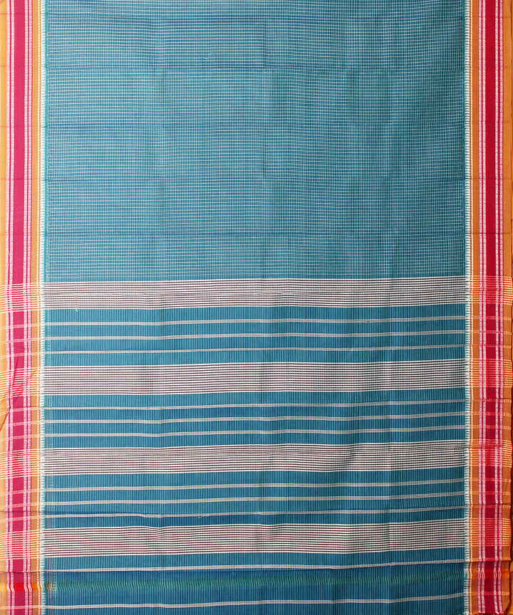 Cyan green handloom narayanpet cotton sari