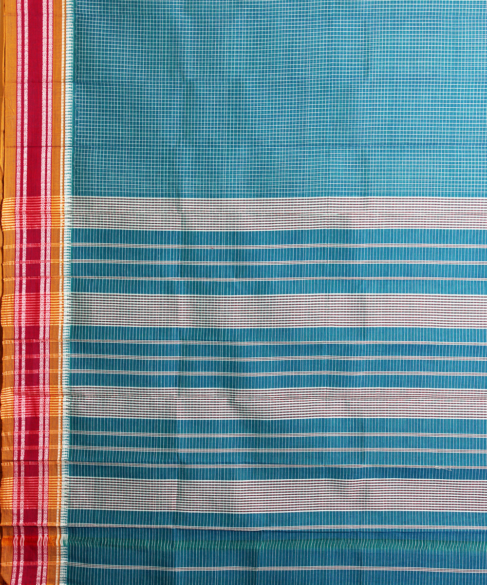 Cyan green handloom narayanpet cotton sari