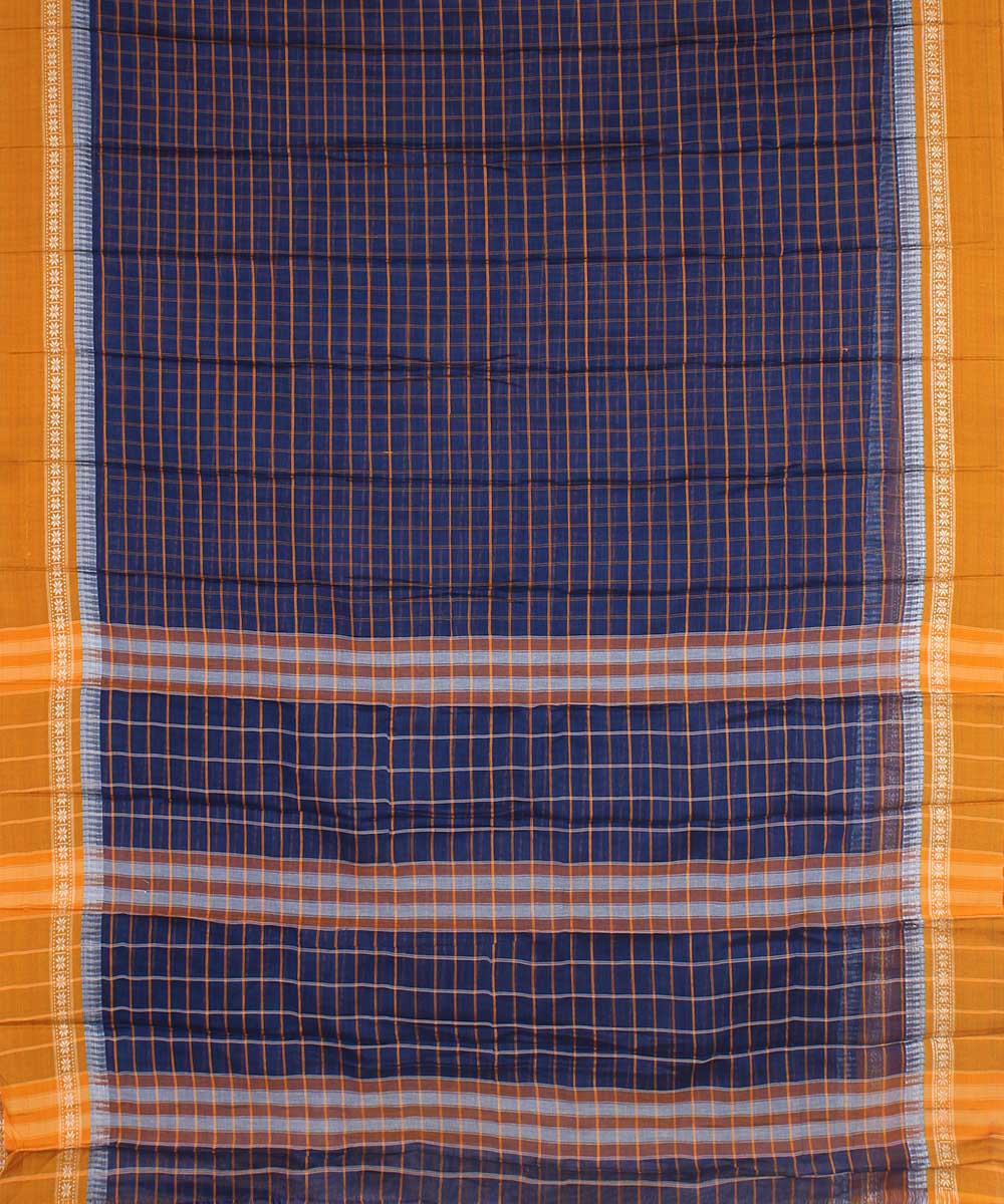 Dark blue hand woven cotton narayanpet saree