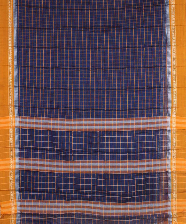 Dark blue hand woven cotton narayanpet saree