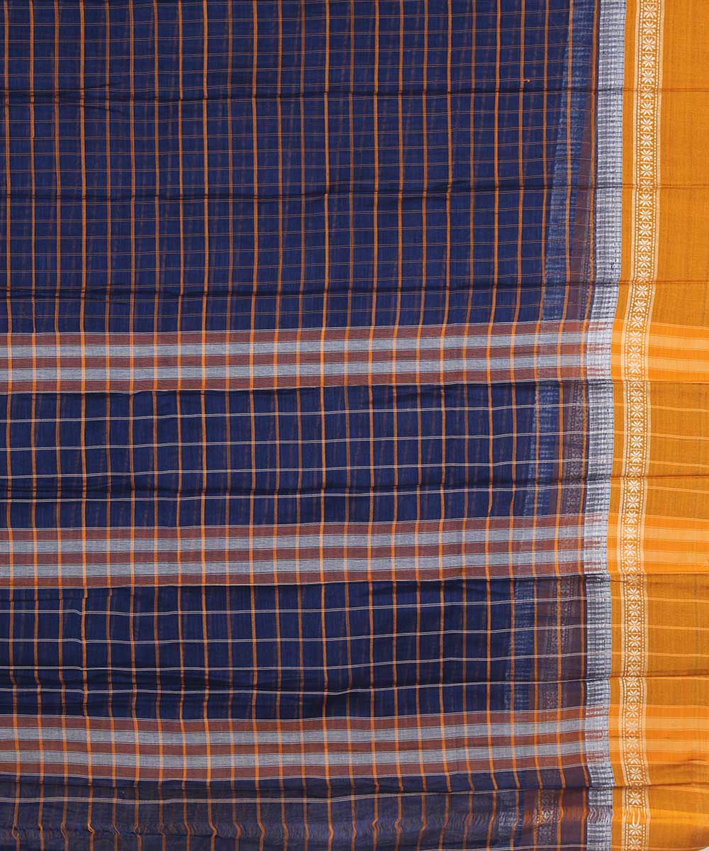 Dark blue hand woven cotton narayanpet saree