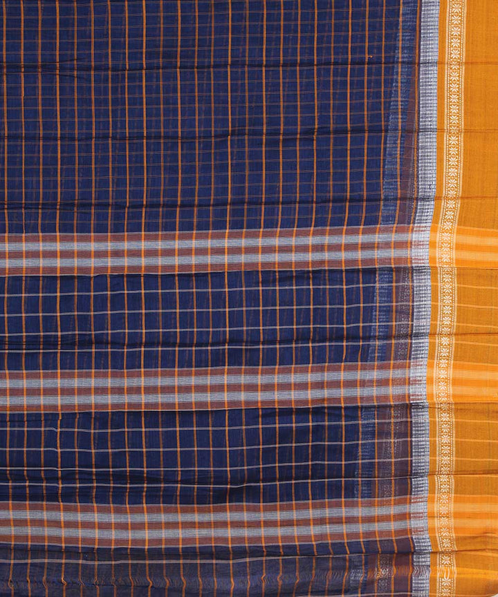 Dark blue hand woven cotton narayanpet saree