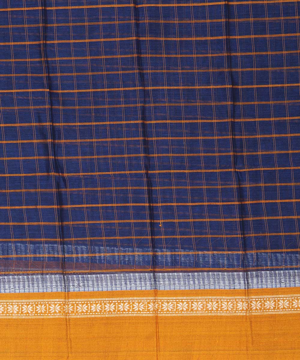 Dark blue hand woven cotton narayanpet saree