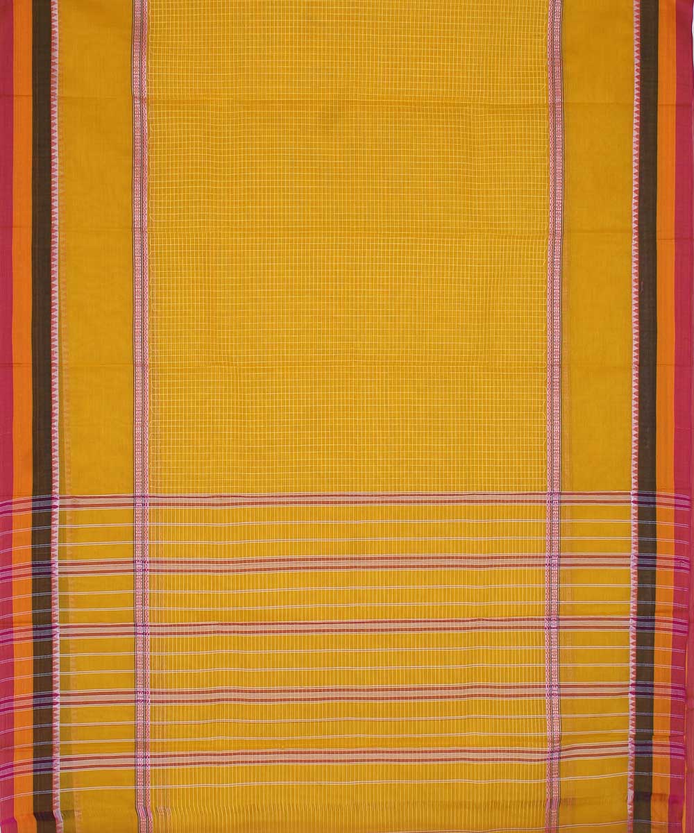 Yellow handwoven cotton narayanpet saree