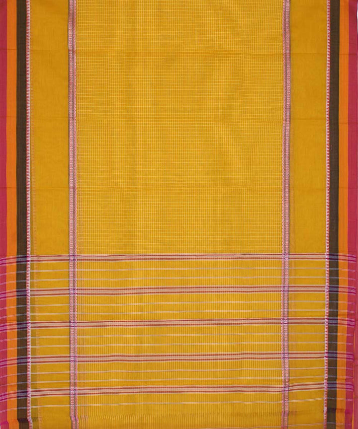 Yellow handwoven cotton narayanpet saree