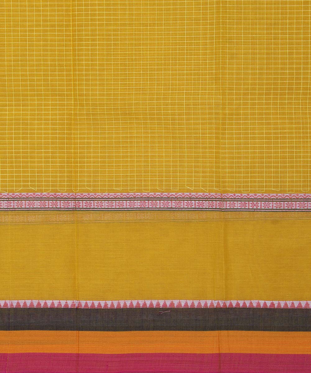 Yellow handwoven cotton narayanpet saree