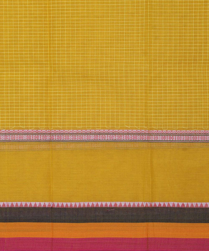 Yellow handwoven cotton narayanpet saree