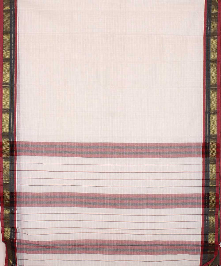 White handwoven cotton narayanpet saree