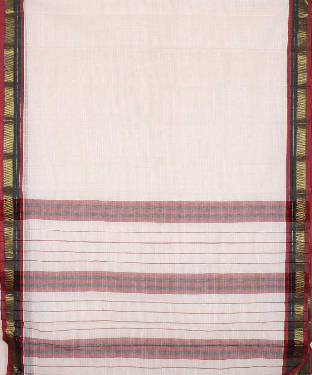 White handwoven cotton narayanpet saree