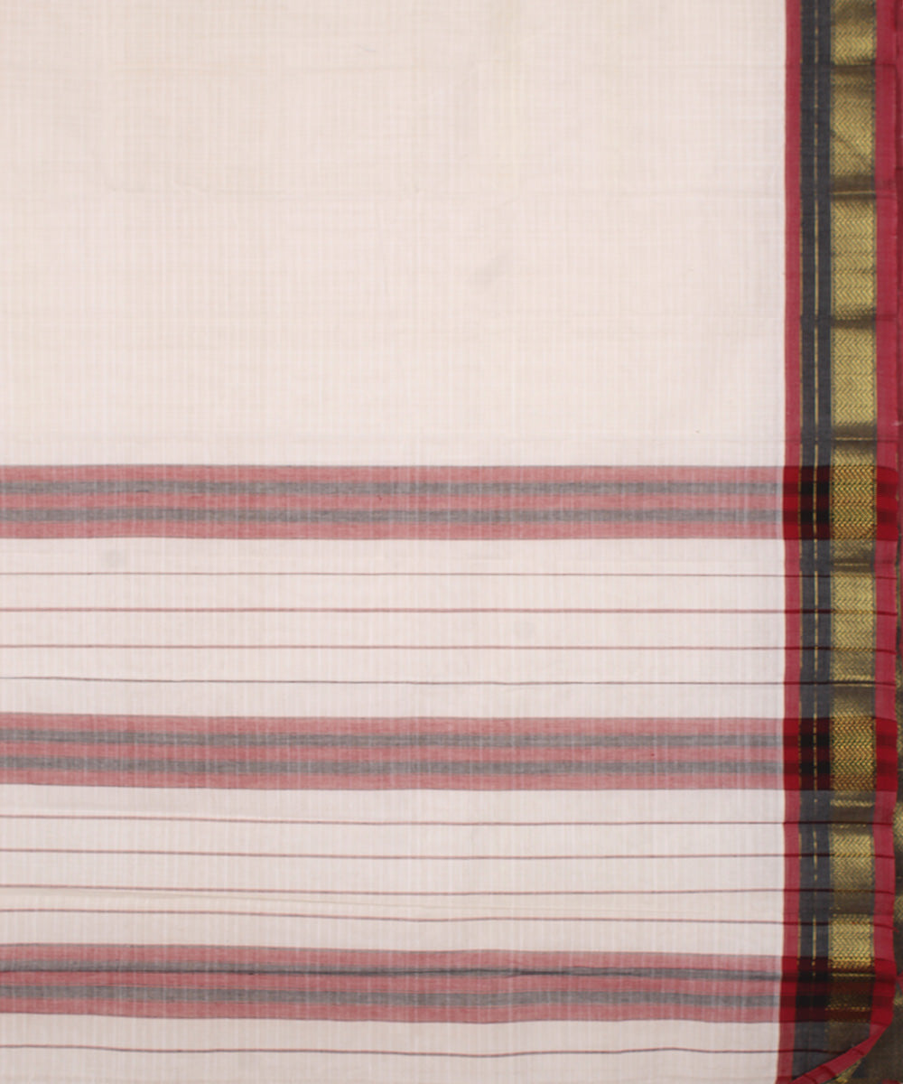 White handwoven cotton narayanpet saree