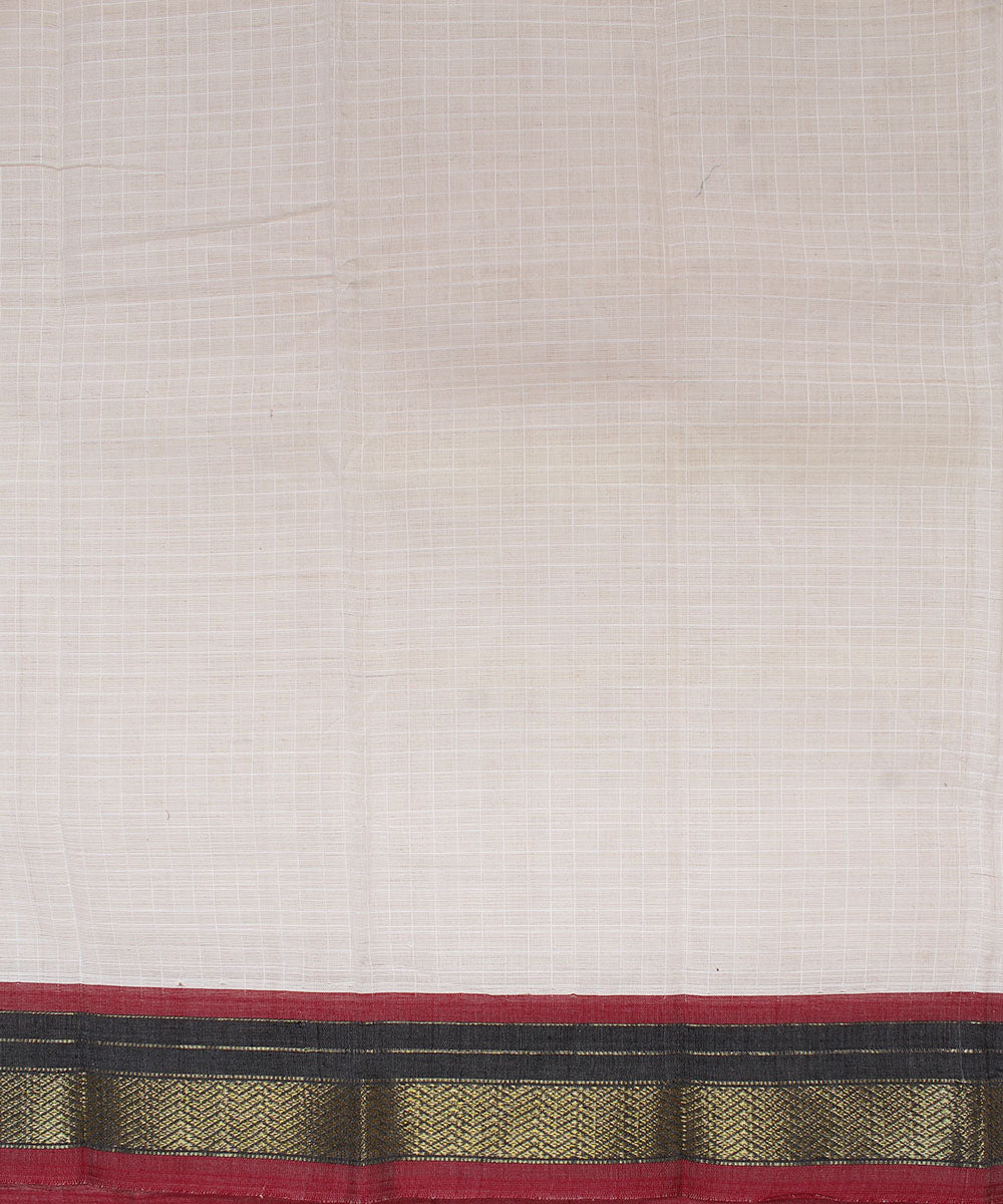 White handwoven cotton narayanpet saree