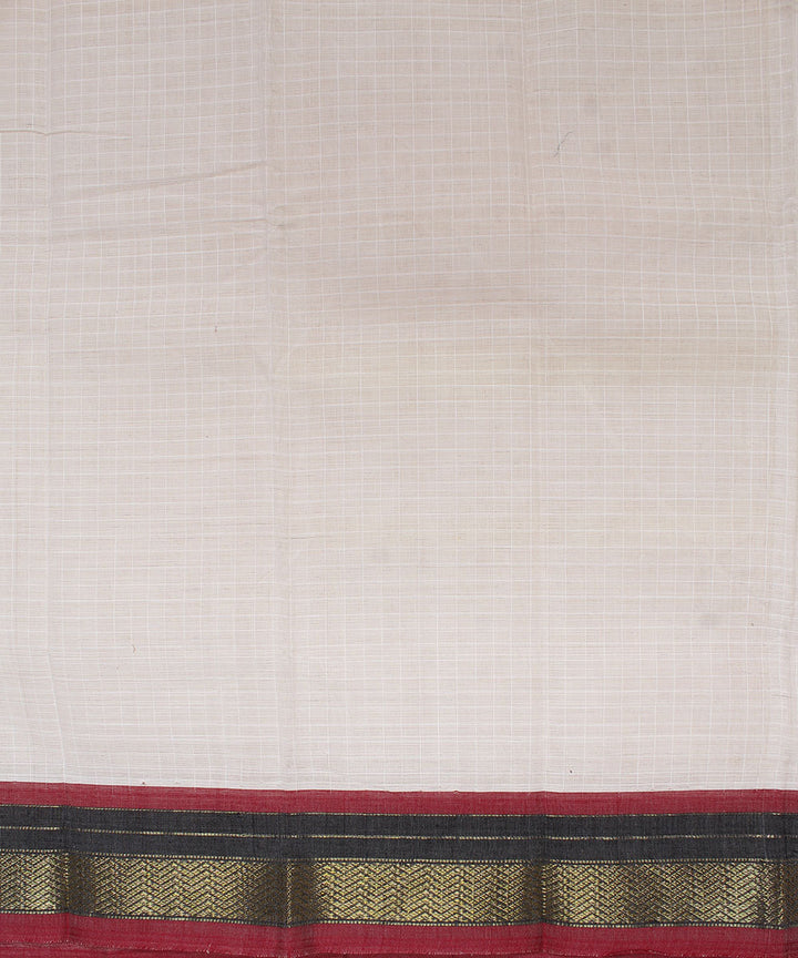 White handwoven cotton narayanpet saree