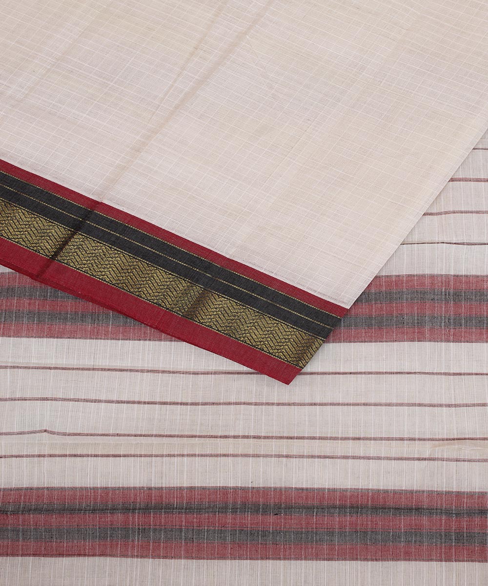 White handwoven cotton narayanpet saree