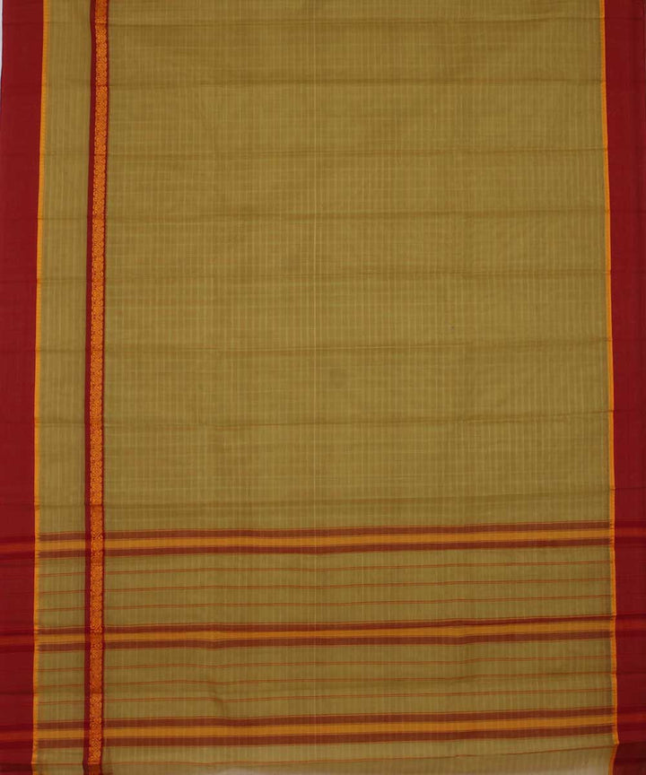 Olive green hand woven cotton narayanpet saree