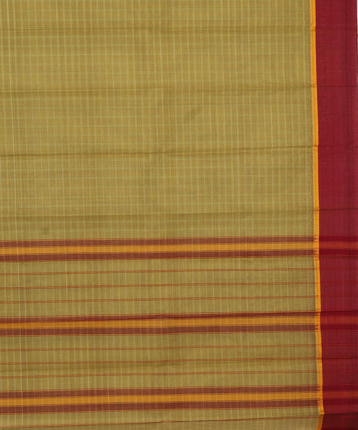 Olive green hand woven cotton narayanpet saree
