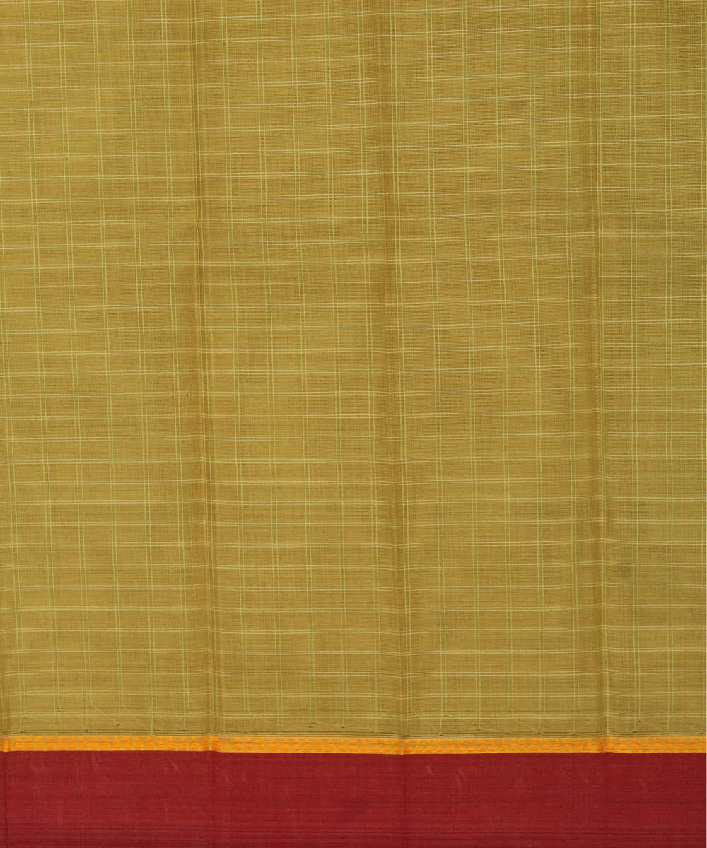 Olive green hand woven cotton narayanpet saree