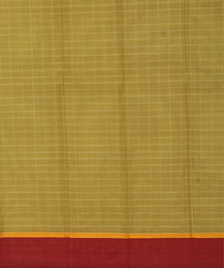 Olive green hand woven cotton narayanpet saree