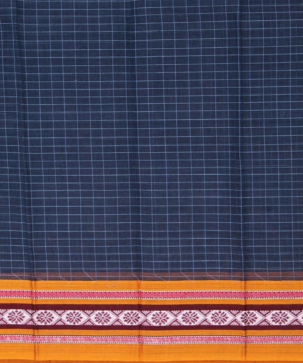 Dark blue handwoven cotton narayanpet saree