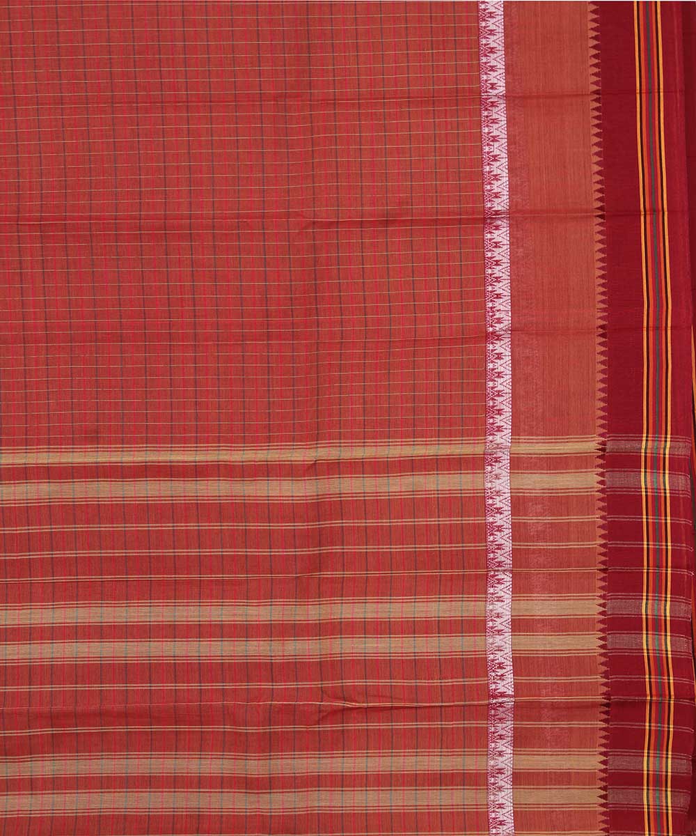 Brown handwoven cotton narayanpet saree