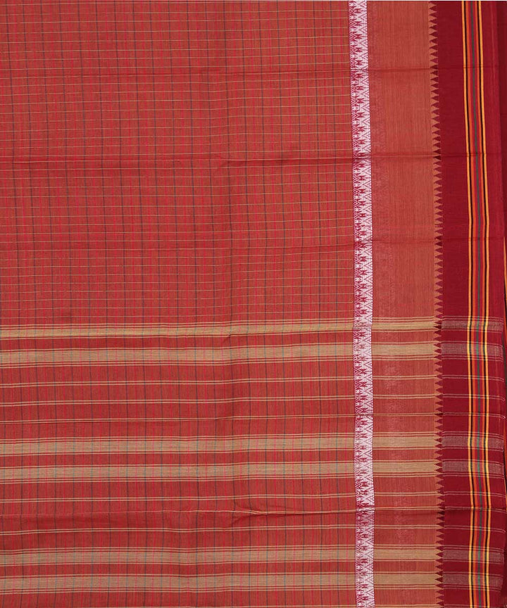 Brown handwoven cotton narayanpet saree