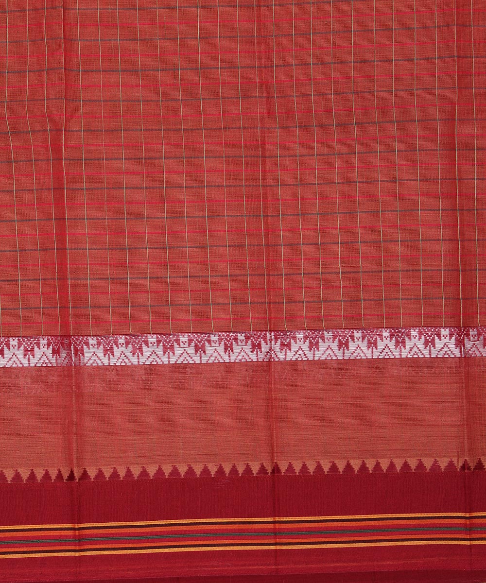 Brown handwoven cotton narayanpet saree