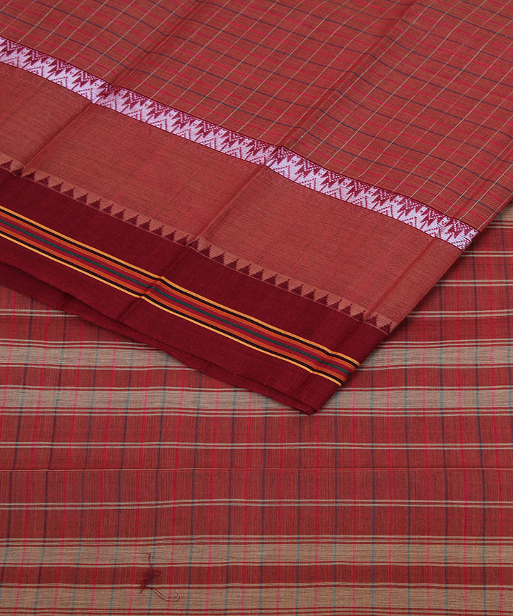 Brown handwoven cotton narayanpet saree