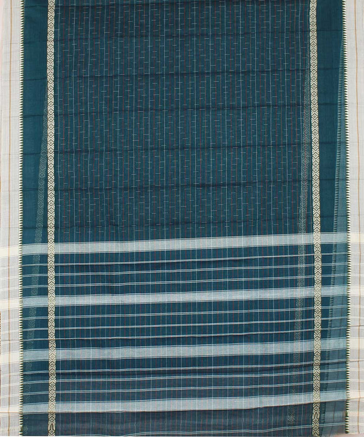 Dark green handloom cotton narayanpet saree