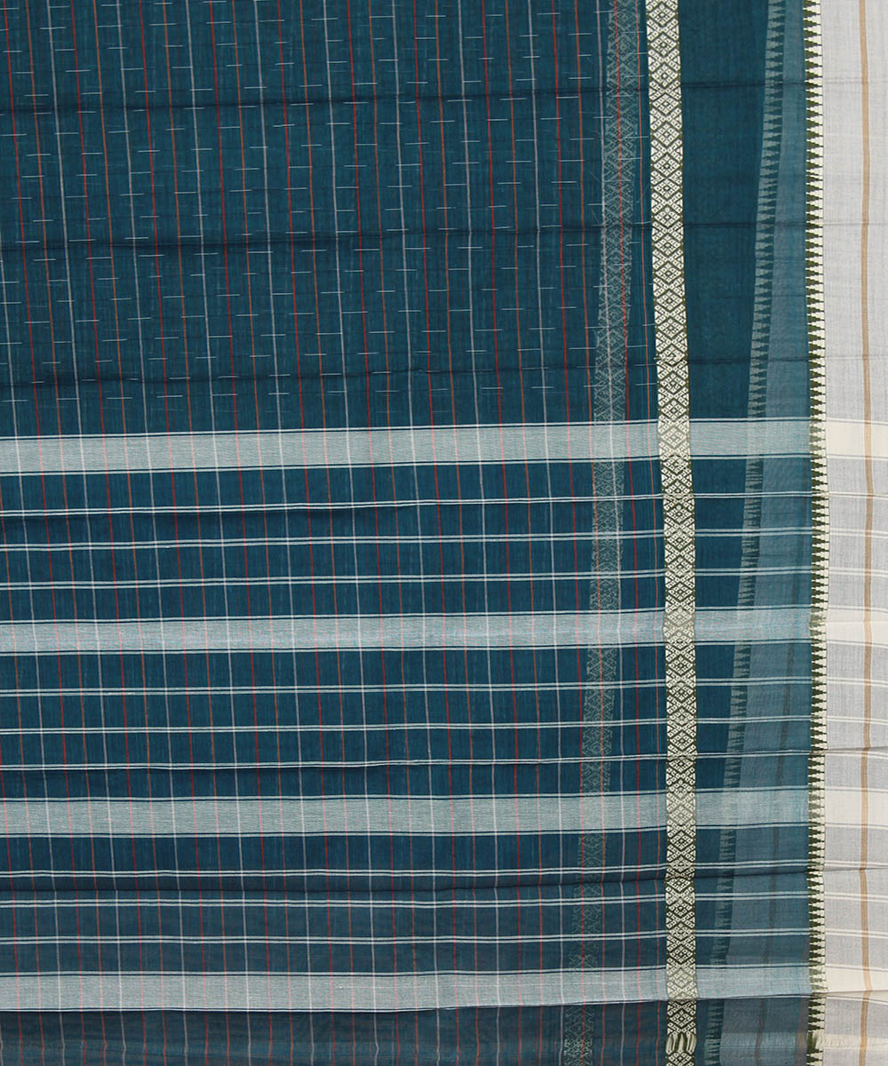 Dark green handloom cotton narayanpet saree