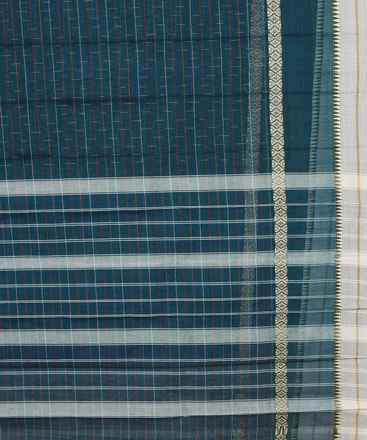 Dark green handloom cotton narayanpet saree